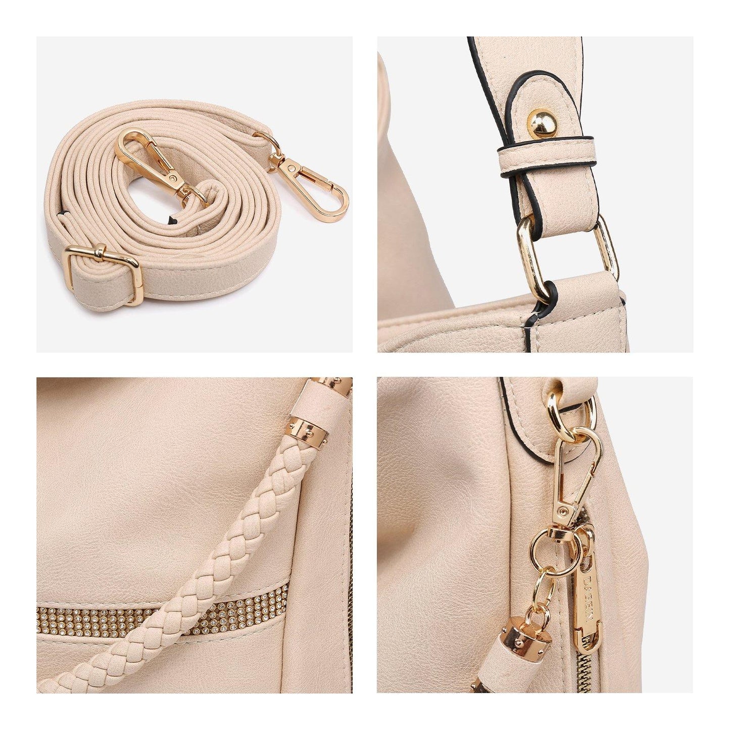 Women Concealed Carry Purses Handbags Faux Leather Hobo with Matching Clutch - Dasein Bags