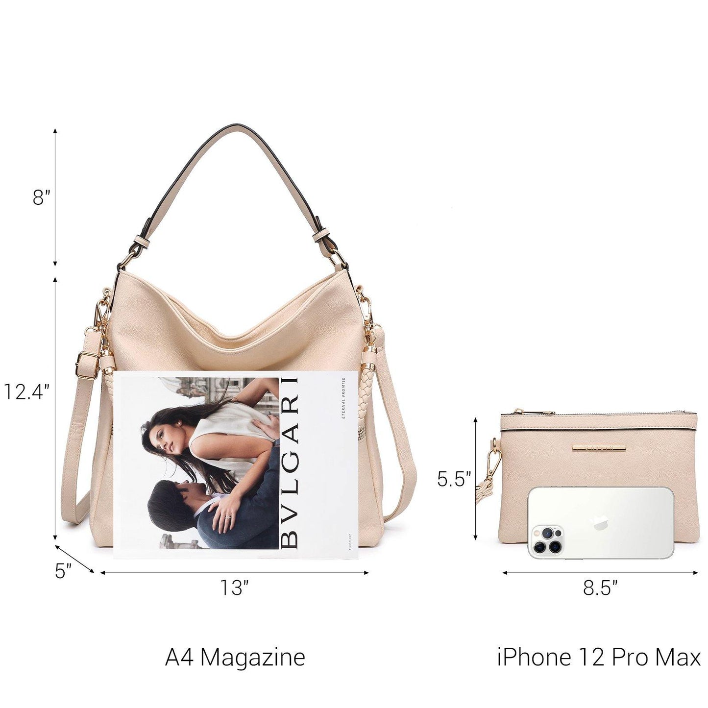 Women Concealed Carry Purses Handbags Faux Leather Hobo with Matching Clutch - Dasein Bags