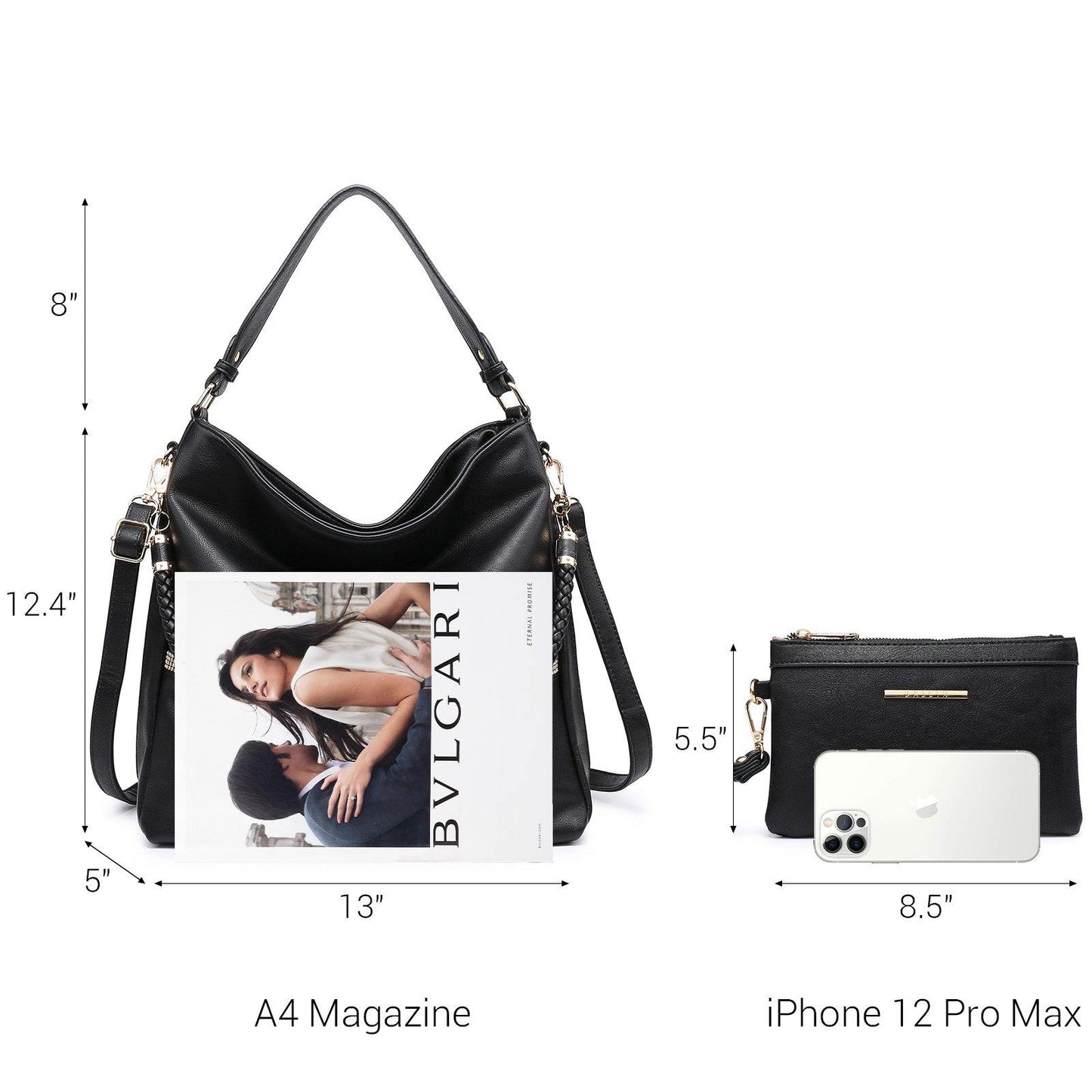 Women Concealed Carry Purses Handbags Faux Leather Hobo with Matching Clutch - Dasein Bags