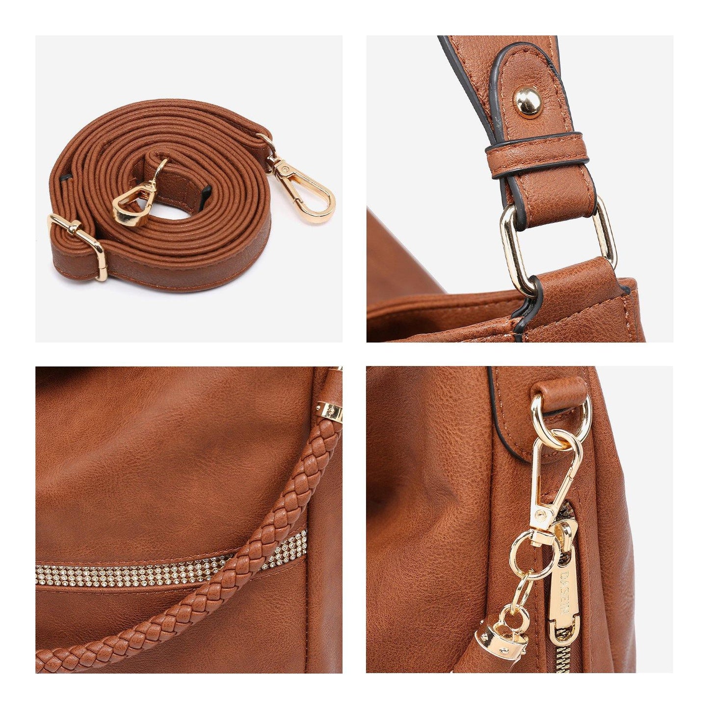 Women Concealed Carry Purses Handbags Faux Leather Hobo with Matching Clutch - Dasein Bags