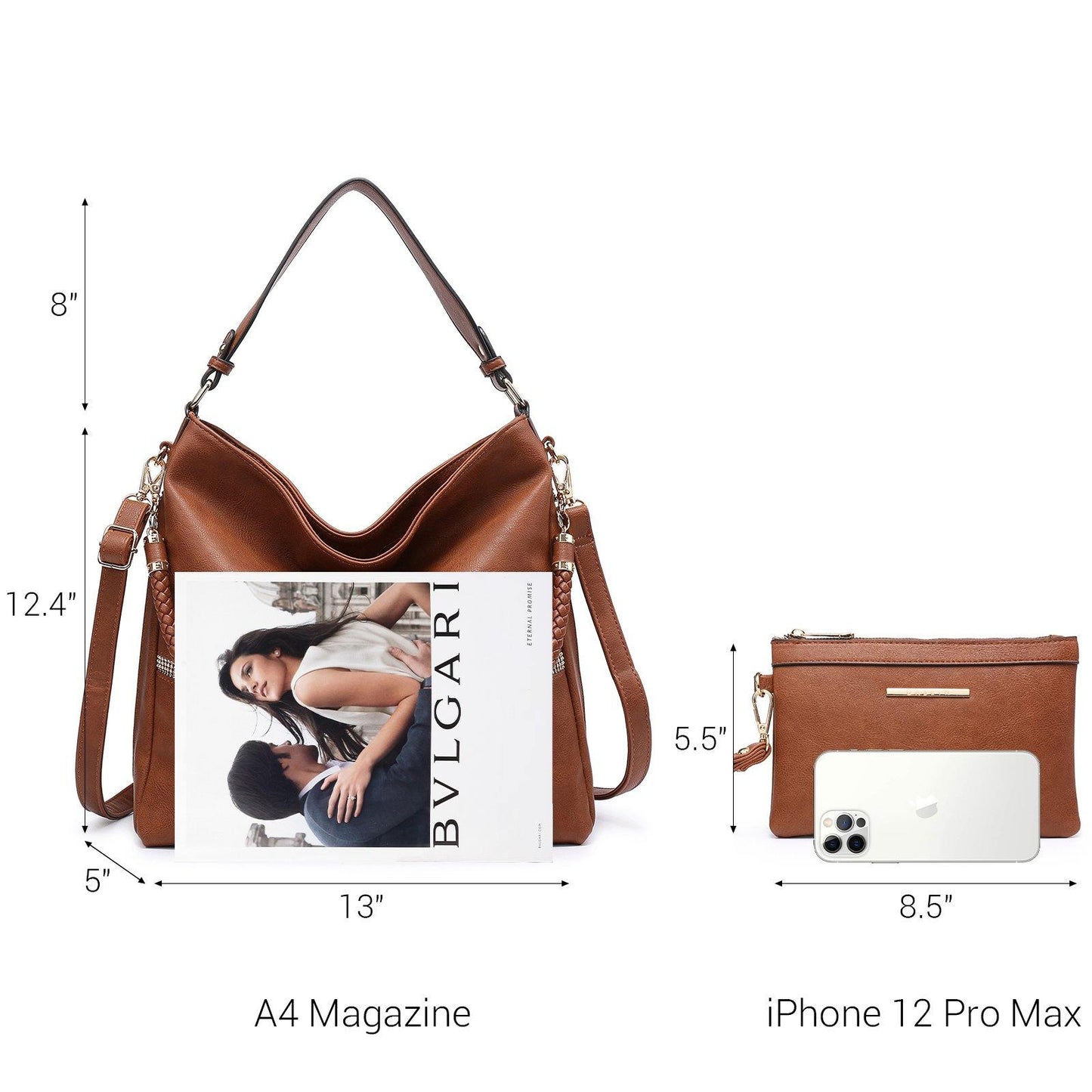 Women Concealed Carry Purses Handbags Faux Leather Hobo with Matching Clutch - Dasein Bags