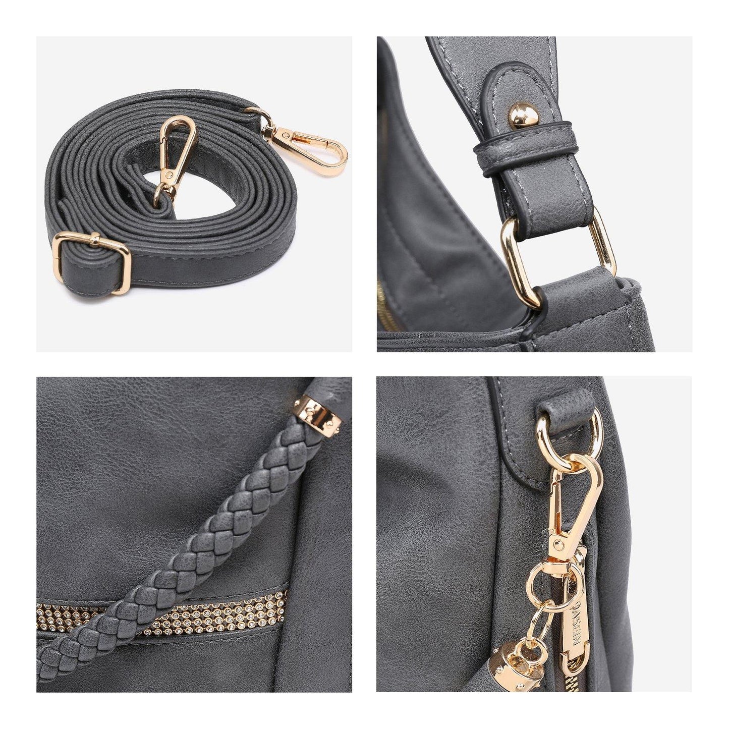 Women Concealed Carry Purses Handbags Faux Leather Hobo with Matching Clutch - Dasein Bags