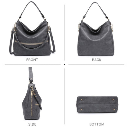 Women Concealed Carry Purses Handbags Faux Leather Hobo with Matching Clutch - Dasein Bags