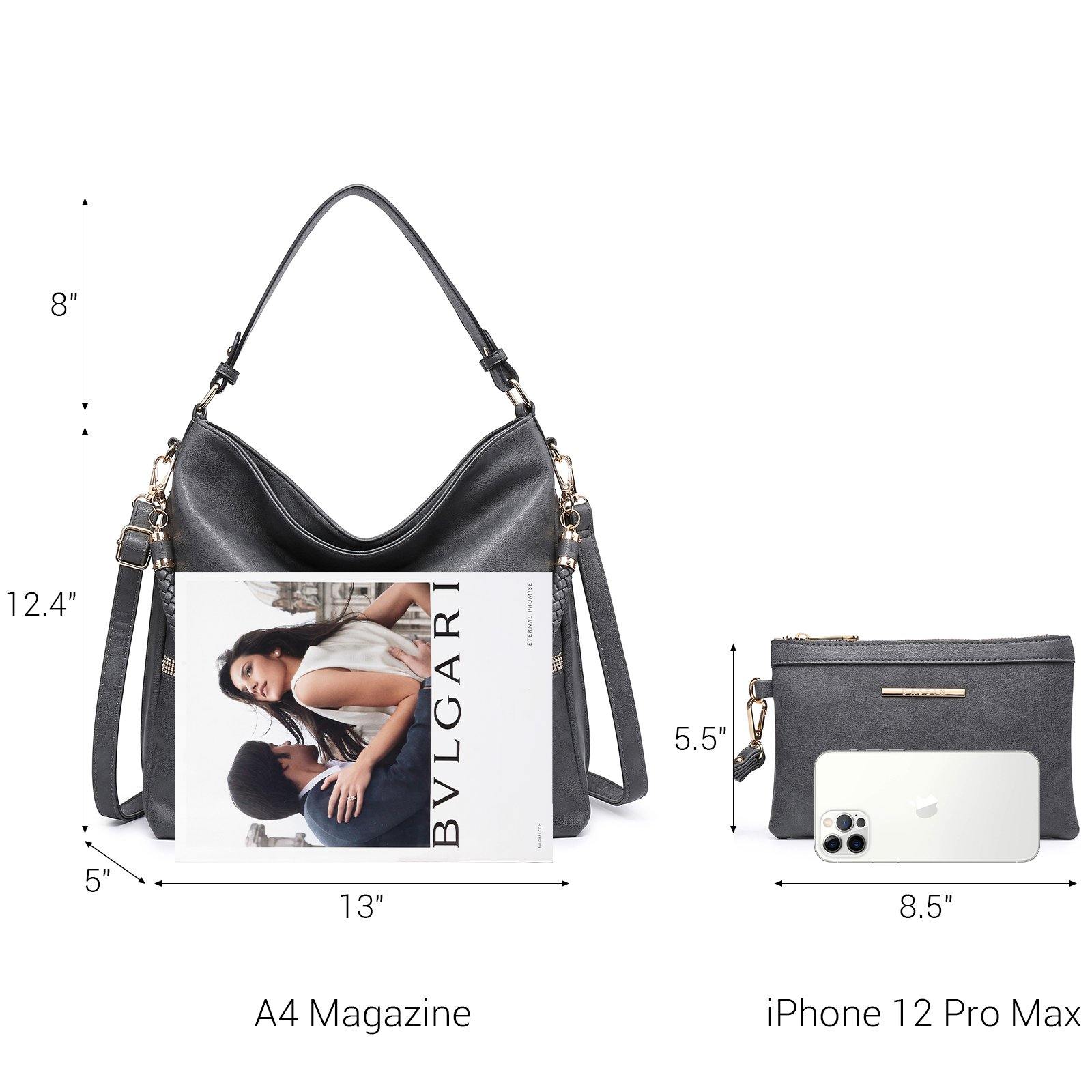 Women Concealed Carry Purses Handbags Faux Leather Hobo with Matching Clutch - Dasein Bags