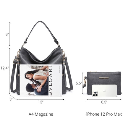 Women Concealed Carry Purses Handbags Faux Leather Hobo with Matching Clutch - Dasein Bags