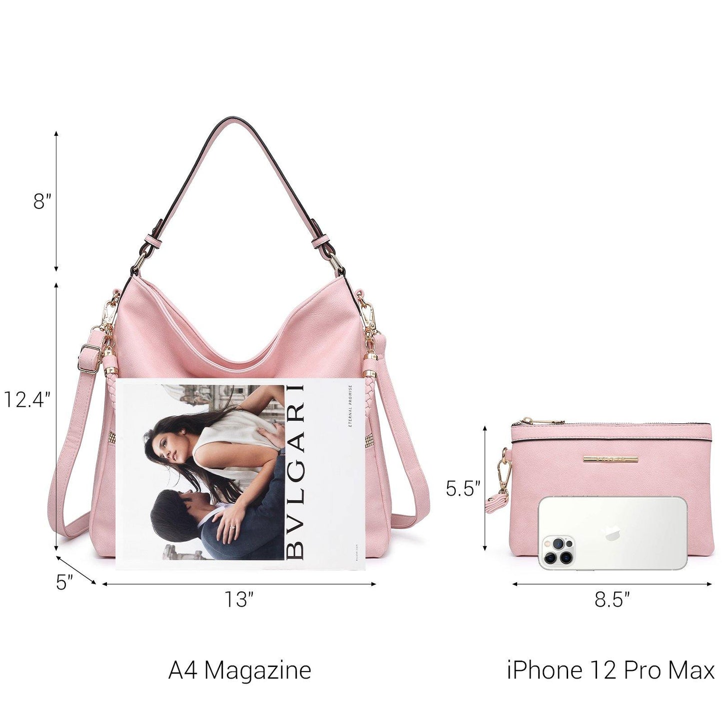 Women Concealed Carry Purses Handbags Faux Leather Hobo with Matching Clutch - Dasein Bags