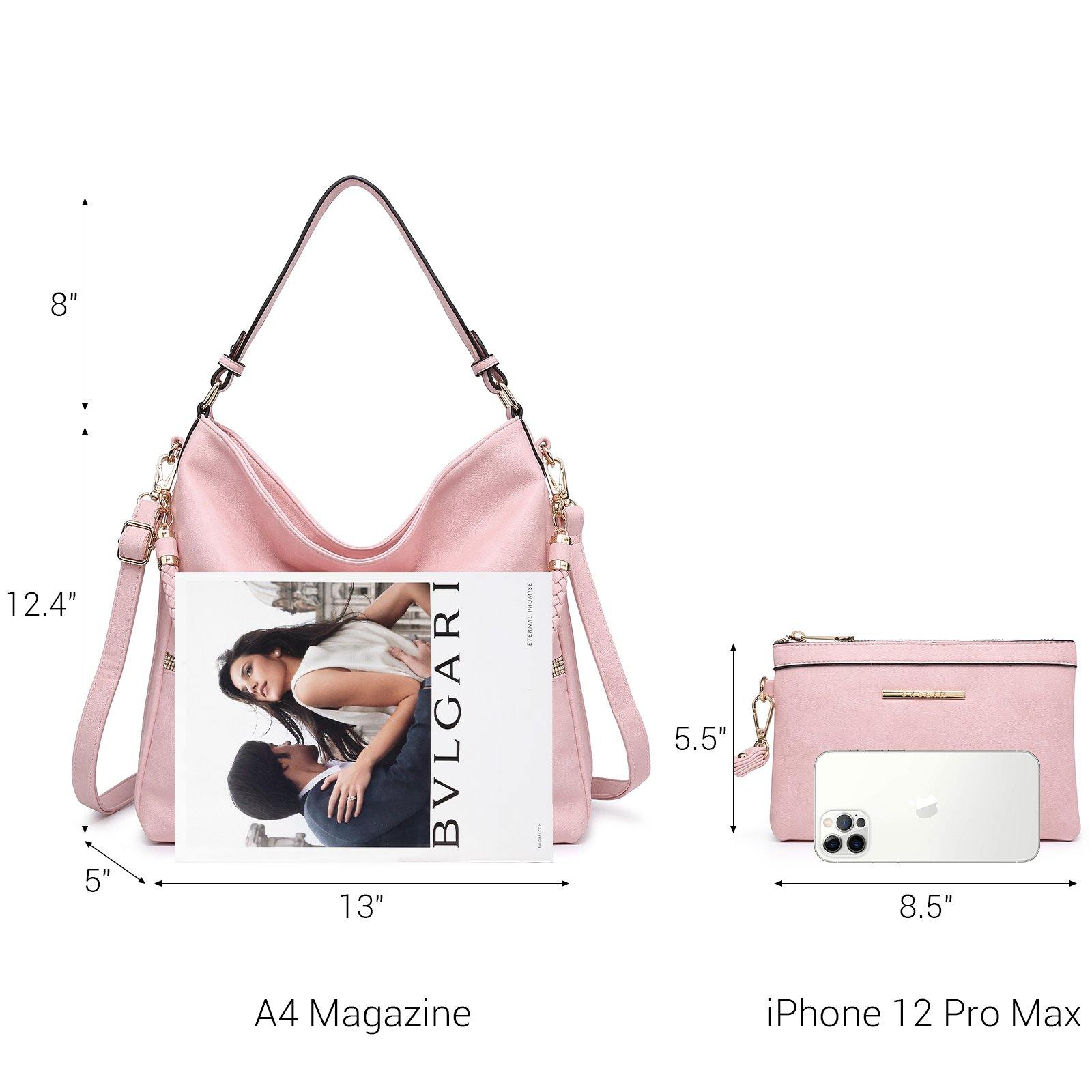 Women Concealed Carry Purses Handbags Faux Leather Hobo with Matching Clutch - Dasein Bags