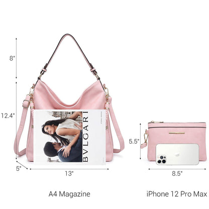 Women Concealed Carry Purses Handbags Faux Leather Hobo with Matching Clutch - Dasein Bags