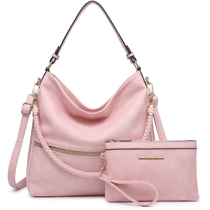 Women Concealed Carry Purses Handbags Faux Leather Hobo with Matching Clutch - Dasein Bags