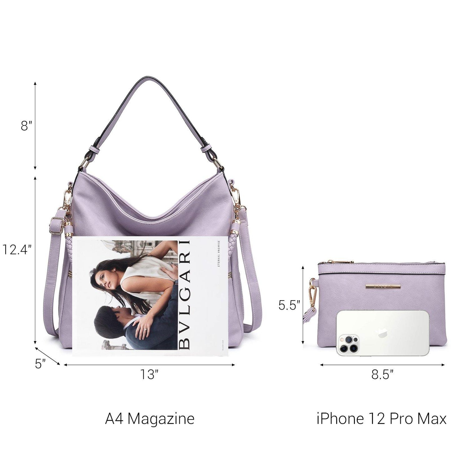 Women Concealed Carry Purses Handbags Faux Leather Hobo with Matching Clutch - Dasein Bags