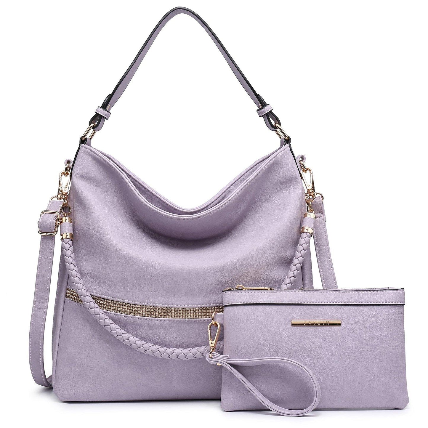 Women Concealed Carry Purses Handbags Faux Leather Hobo with Matching Clutch - Dasein Bags