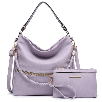 Women Concealed Carry Purses Handbags Faux Leather Hobo with Matching Clutch - Dasein Bags