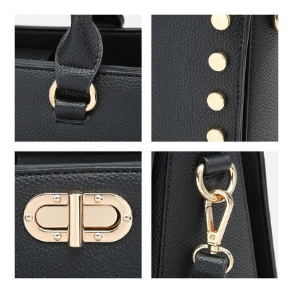 Studded Handbag with Matching Wristlet - Dasein Bags