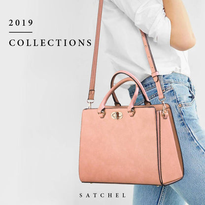 Twist Lock Handbag with Matching Wristlet - Dasein Bags