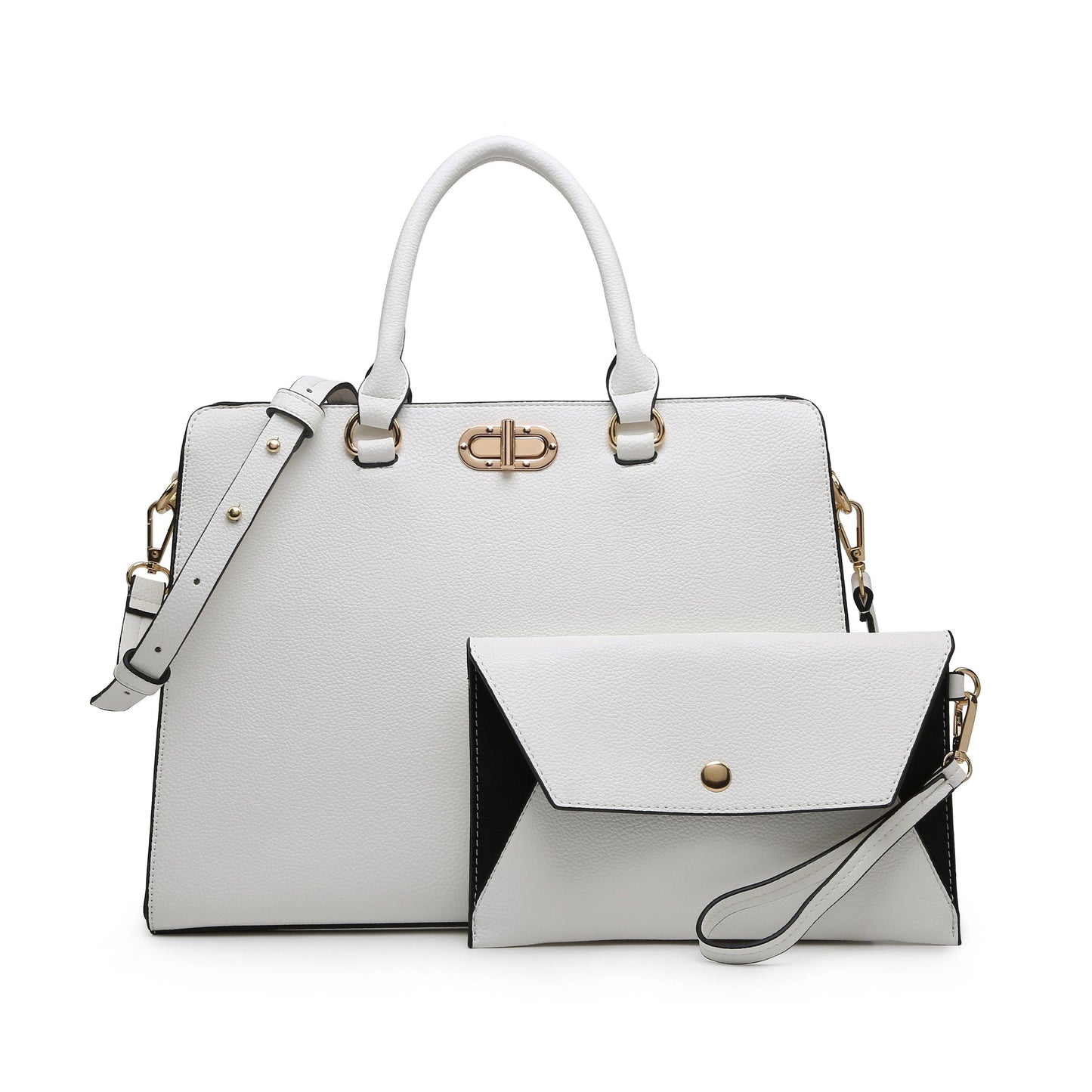 Twist Lock Handbag with Matching Wristlet - Dasein Bags