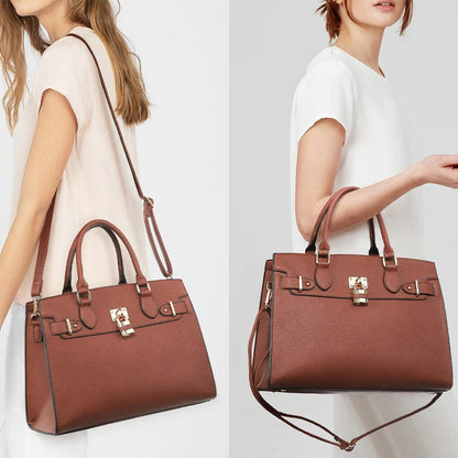 Classic Padlock Handbag with Matching Wallet - Dasein Bags