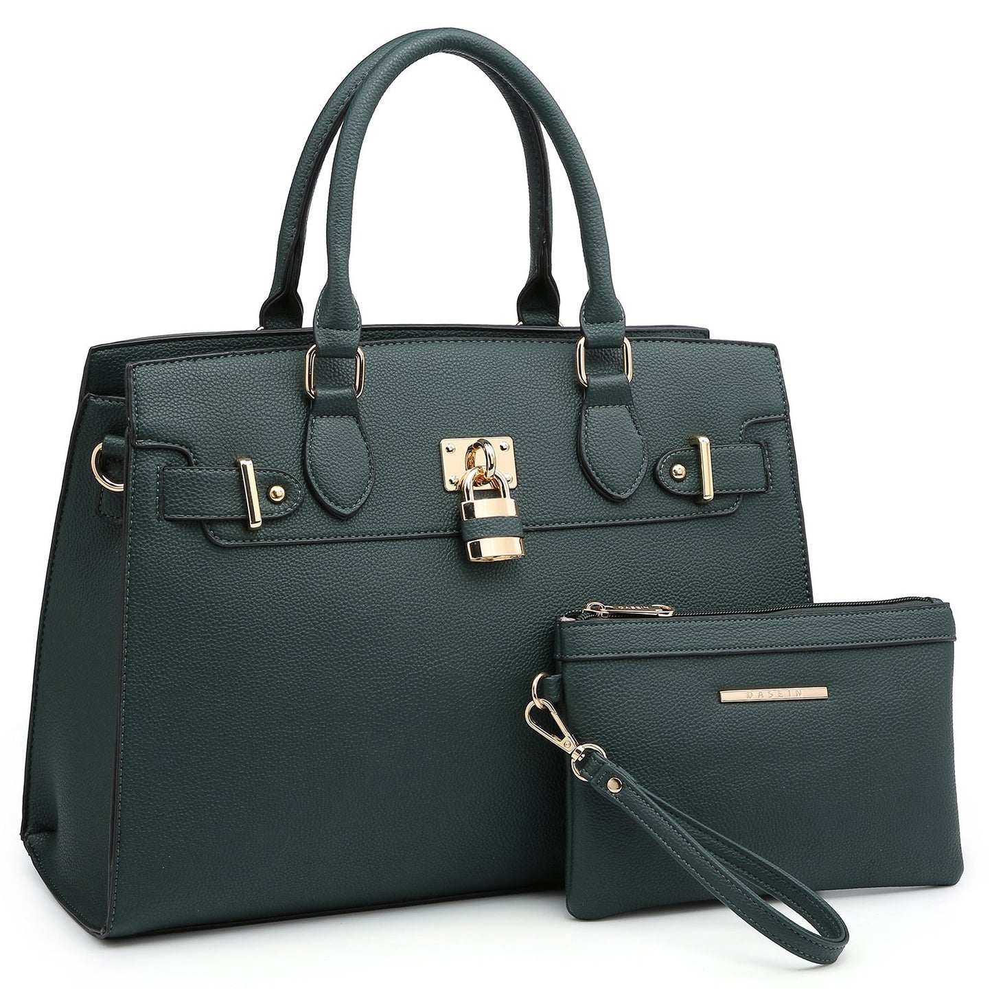Classic Padlock Handbag with Matching Wallet-Handbags & Purses-Dasein Bags