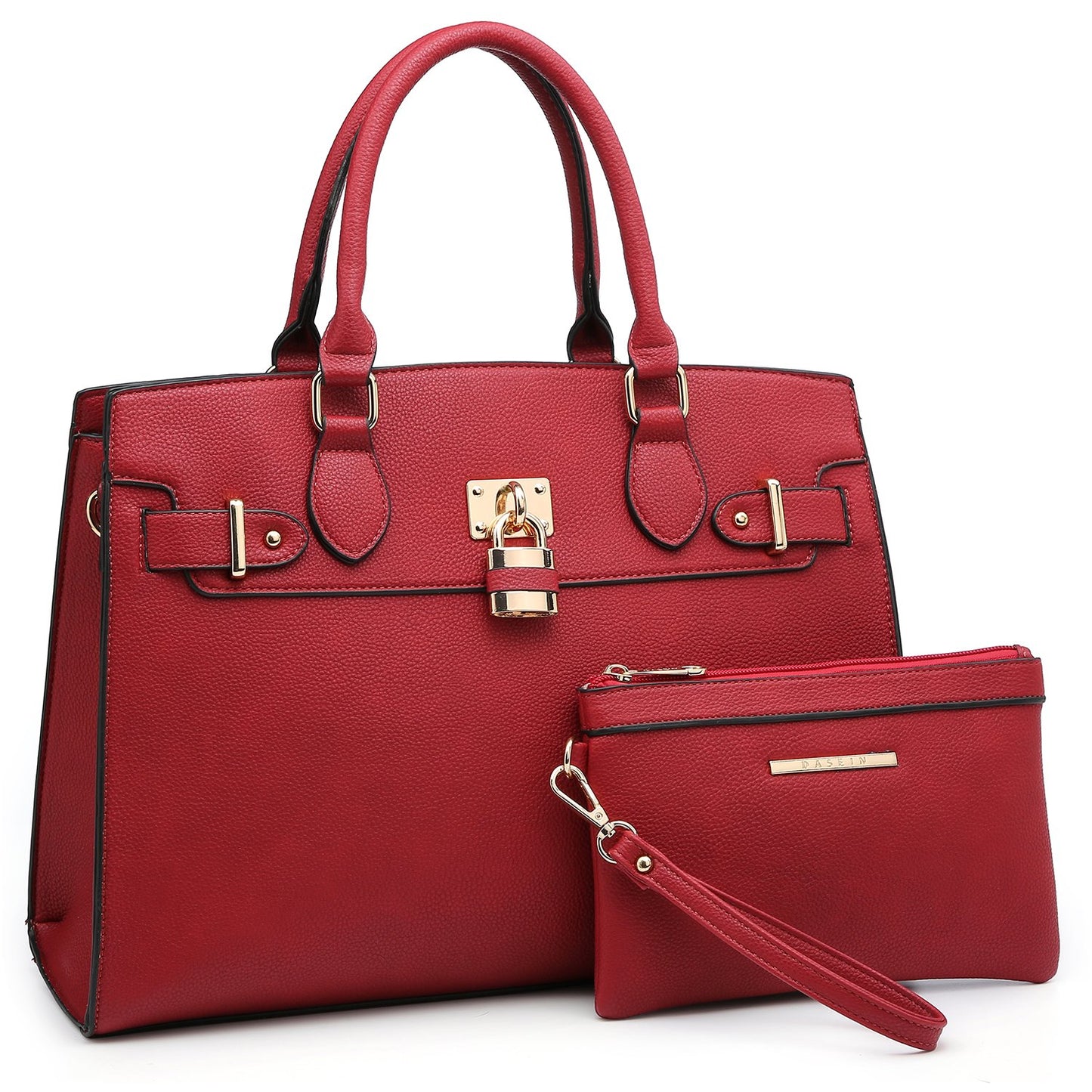 Classic Padlock Handbag with Matching Wallet-Handbags & Purses-Dasein Bags