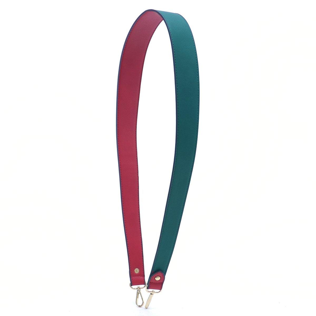 Accessory - Plain Dark Green /Solid Red reversible replacement Fashion Shoulder Strap - Dasein Bags
