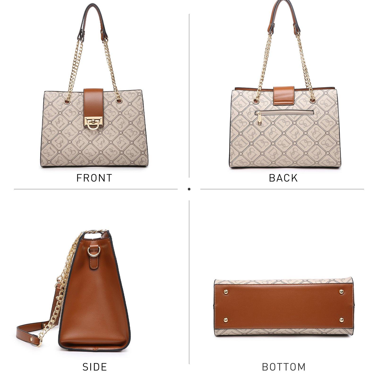 Women Fashion Chain Fashion Belt lock Tote Bags With Matching Clutch Dasein - Dasein Bags