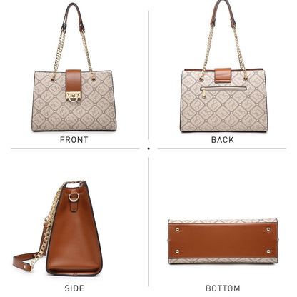 Women Fashion Chain Fashion Belt lock Tote Bags With Matching Clutch Dasein - Dasein Bags