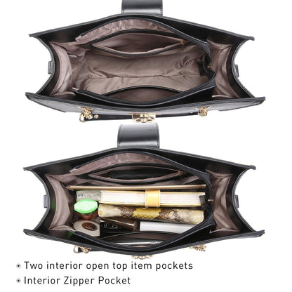 Women Fashion Chain Fashion Belt lock Tote Bags With Matching Clutch Dasein - Dasein Bags