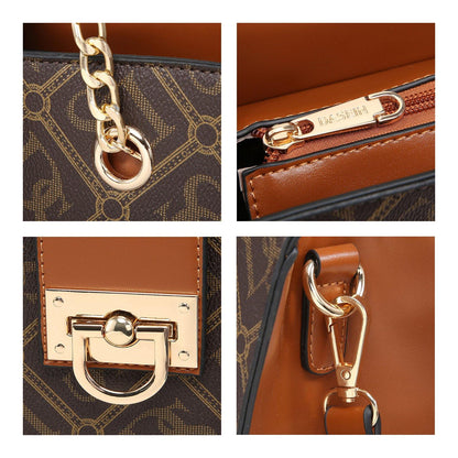 Women Fashion Chain Fashion Belt lock Tote Bags With Matching Clutch Dasein - Dasein Bags