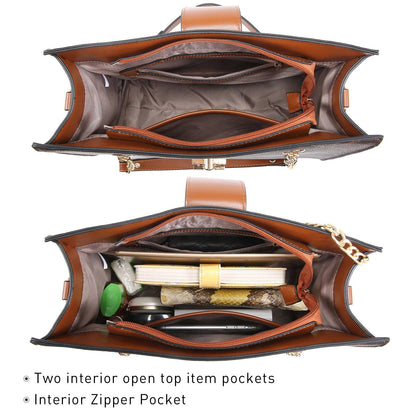 Women Fashion Chain Fashion Belt lock Tote Bags With Matching Clutch Dasein - Dasein Bags