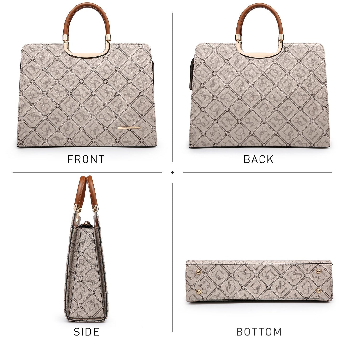 Monogram Briefcase with Matching Wristlet-Handbags & Purses-Dasein Bags