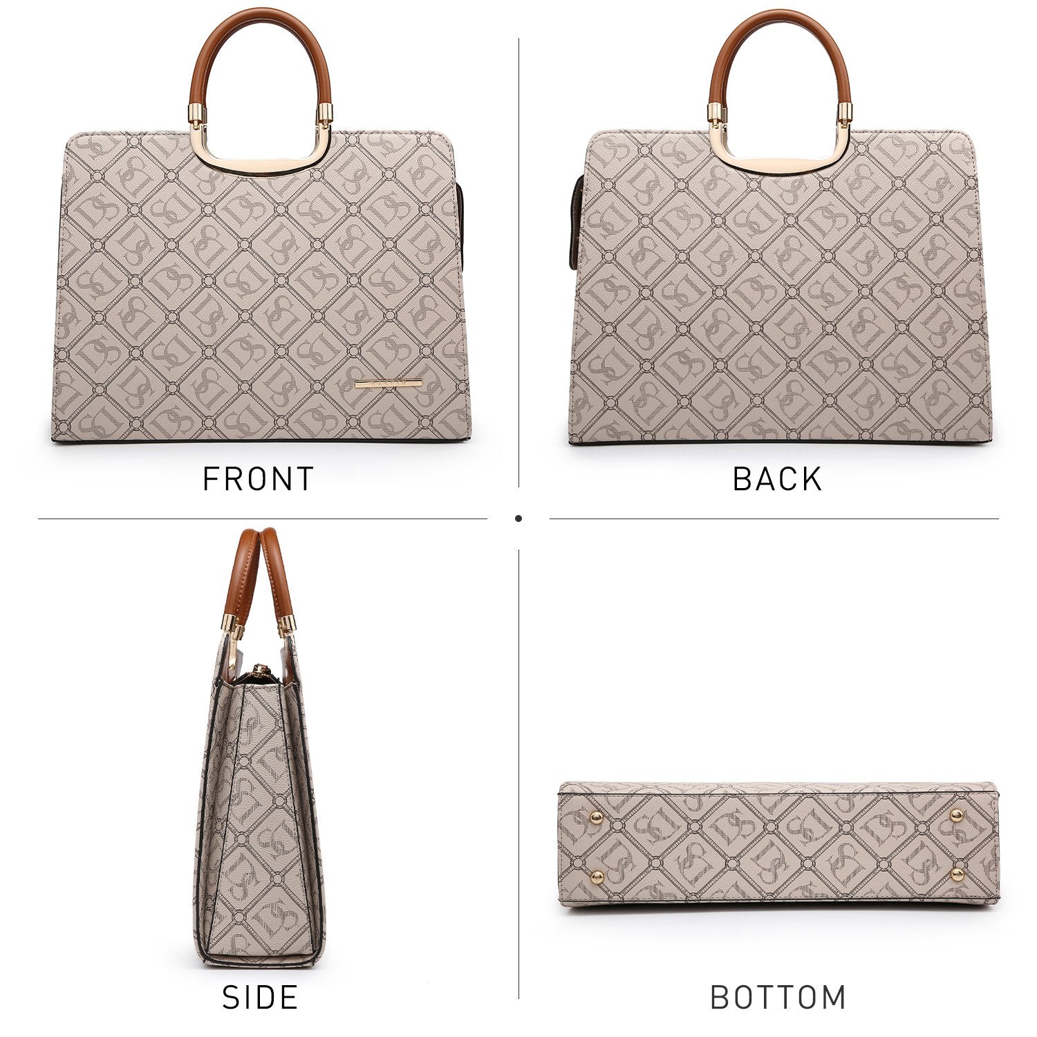 Monogram Briefcase with Matching Wristlet-Handbags & Purses-Dasein Bags