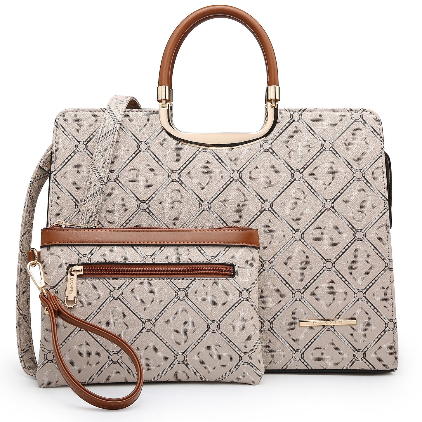 Monogram Briefcase with Matching Wristlet-Handbags & Purses-Dasein Bags