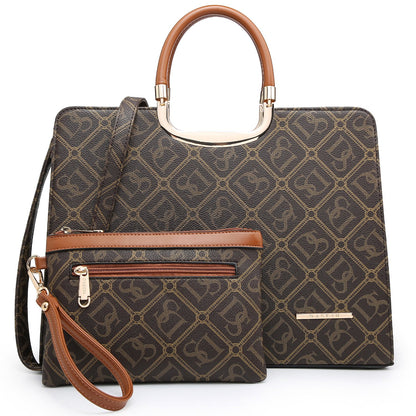 Monogram Briefcase with Matching Wristlet-Handbags & Purses-Dasein Bags
