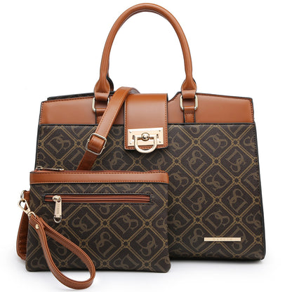 Monogram Flap Satchel with Matching Wristlet-Handbags & Purses-Dasein Bags