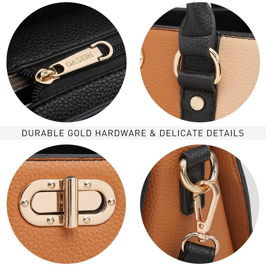 Two-tone 3-in-1 Handbag - Dasein Bags