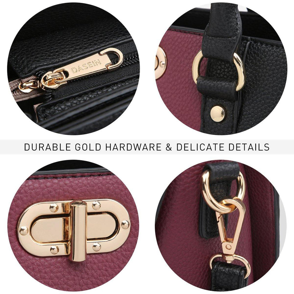 Two-tone 3-in-1 Handbag - Dasein Bags