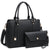 Two-Tone Padlock Satchel with Matching Wristlet-Handbags & Purses-Dasein Bags