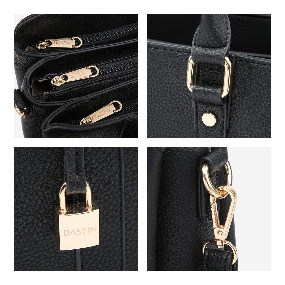 Two-Tone Padlock Satchel with Matching Wristlet - Dasein Bags