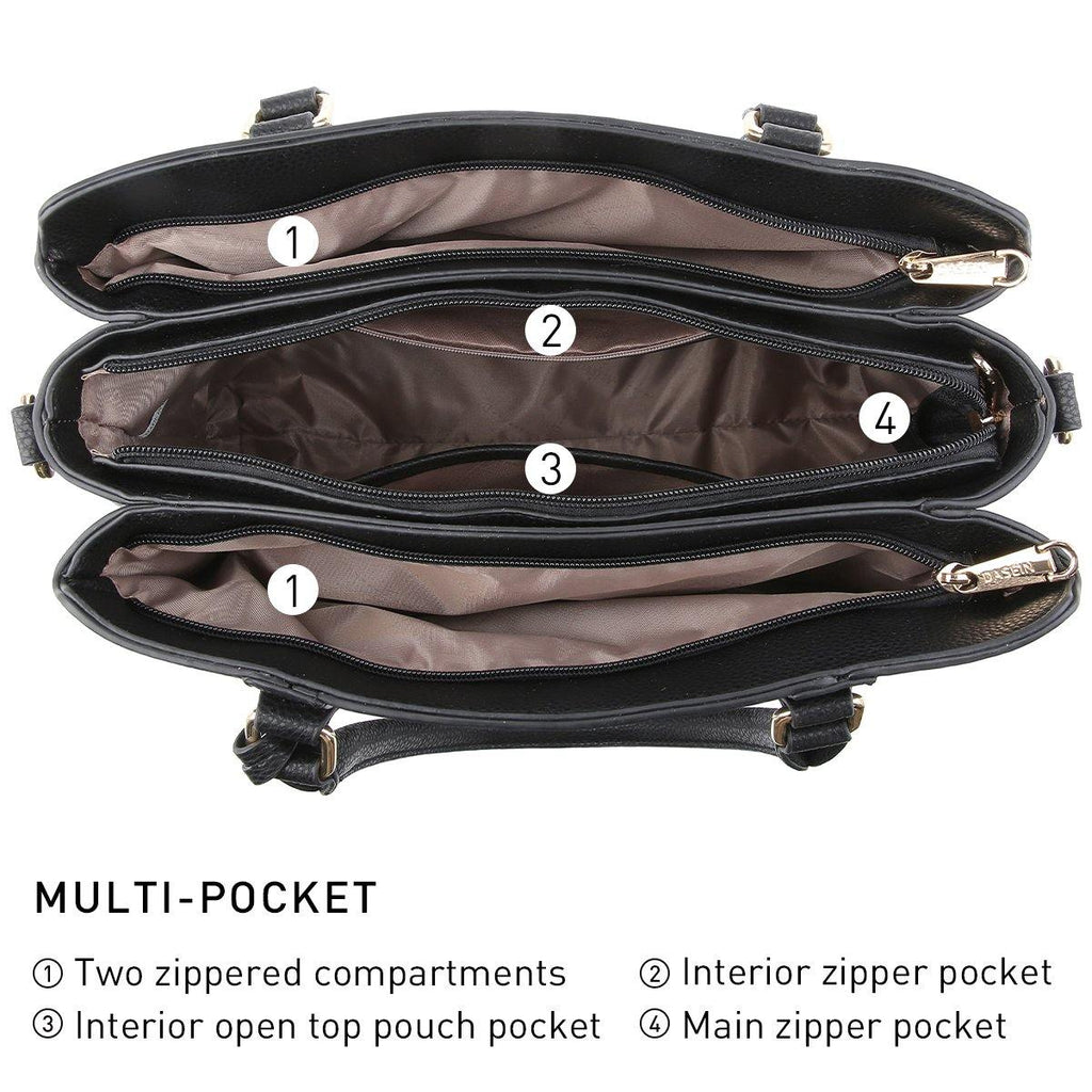 Two-Tone Padlock Satchel with Matching Wristlet - Dasein Bags