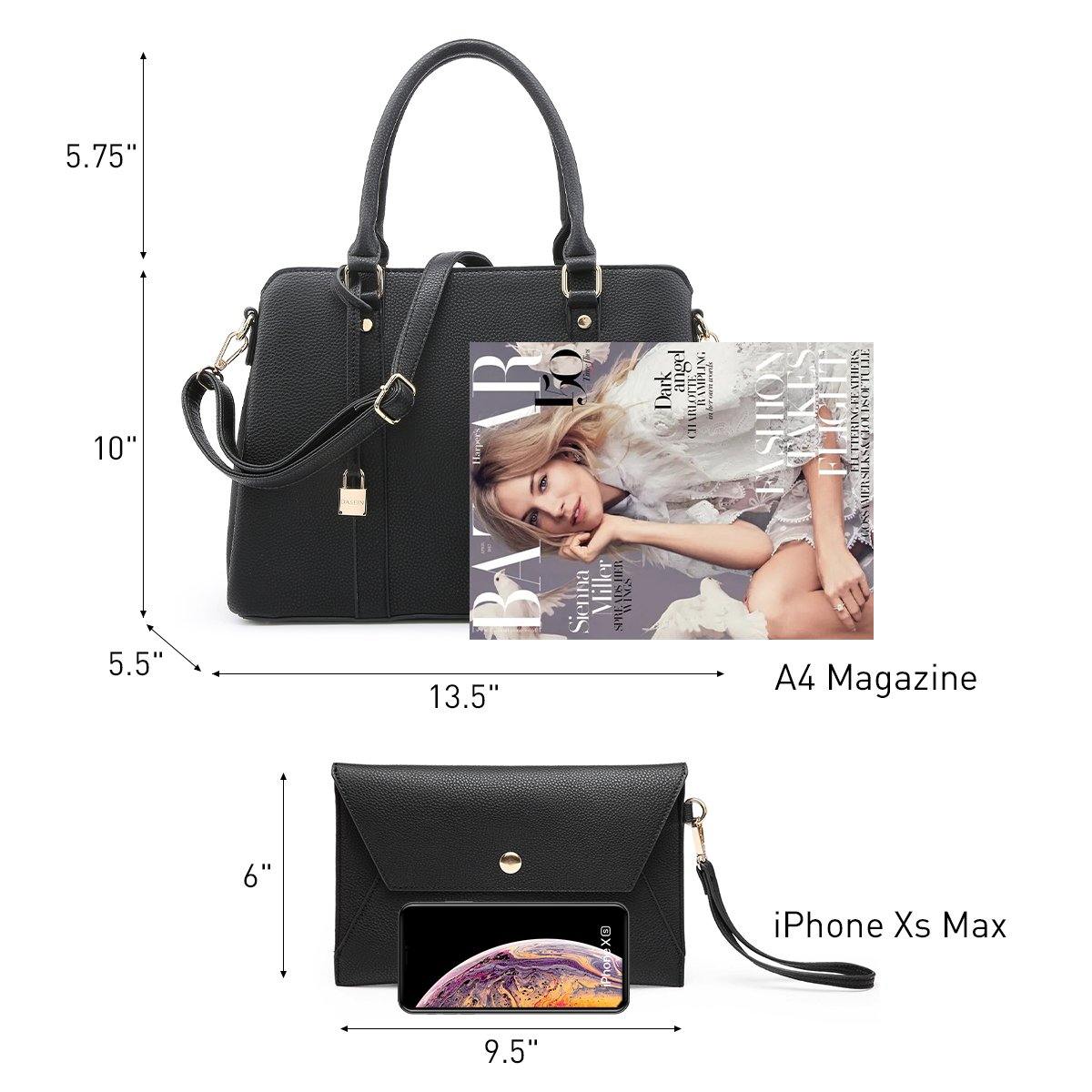 Two-Tone Padlock Satchel with Matching Wristlet - Dasein Bags