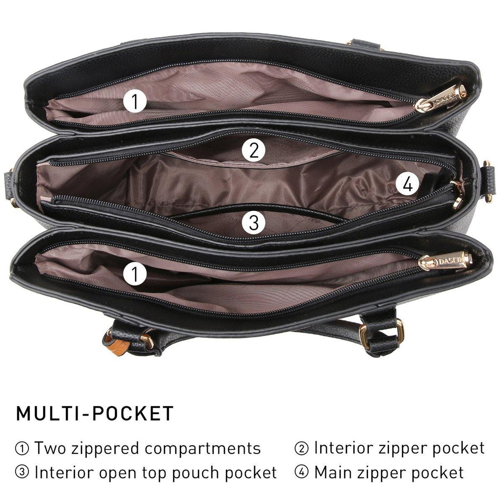 Two-Tone Padlock Satchel with Matching Wristlet - Dasein Bags