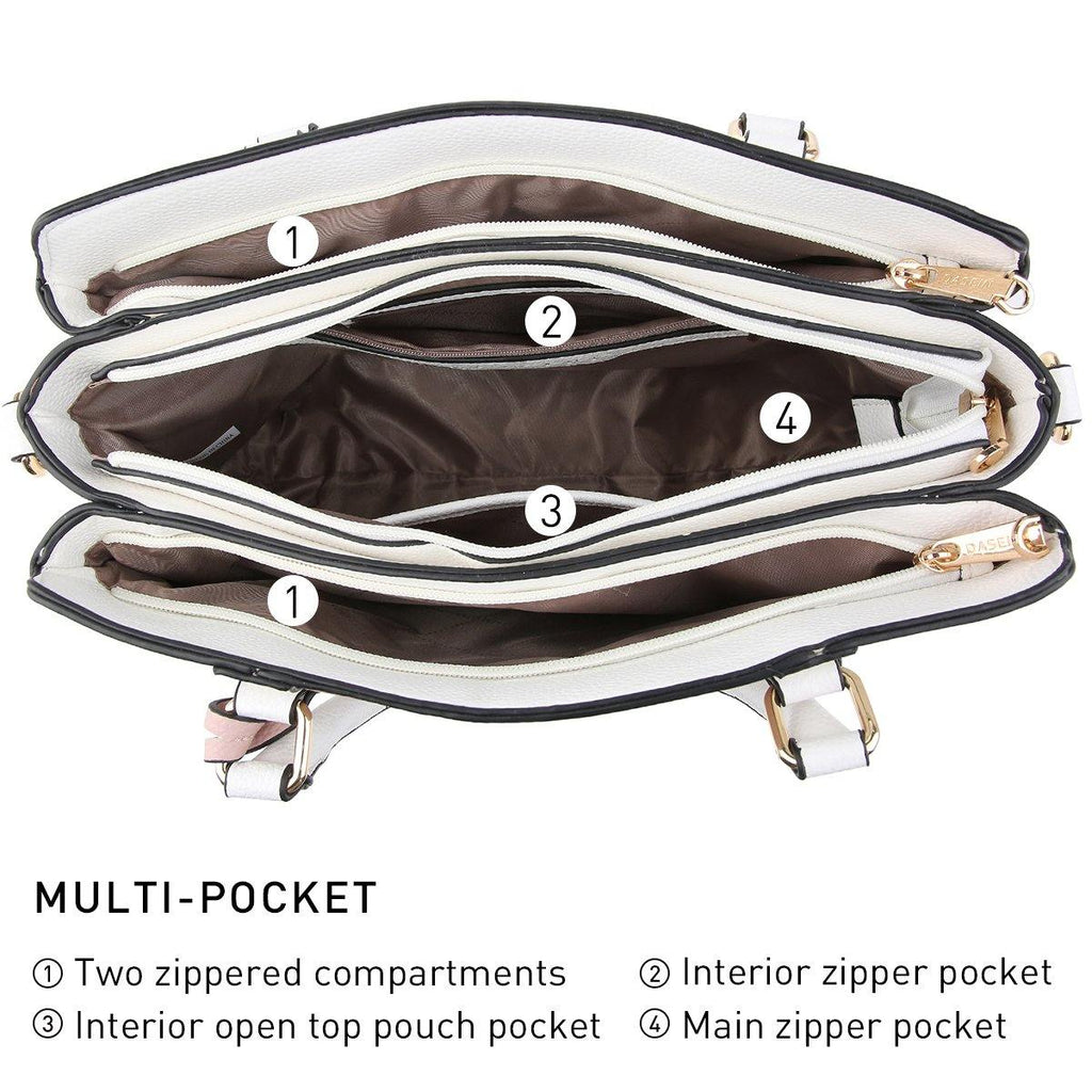 Two-Tone Padlock Satchel with Matching Wristlet - Dasein Bags