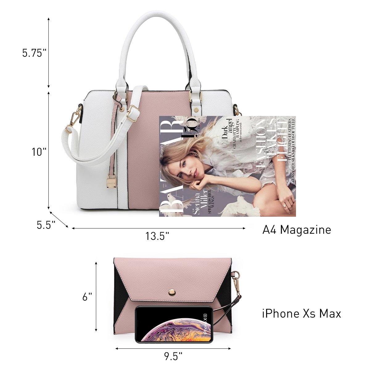 Two-Tone Padlock Satchel with Matching Wristlet - Dasein Bags