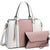 Two-Tone Padlock Satchel with Matching Wristlet-Handbags & Purses-Dasein Bags