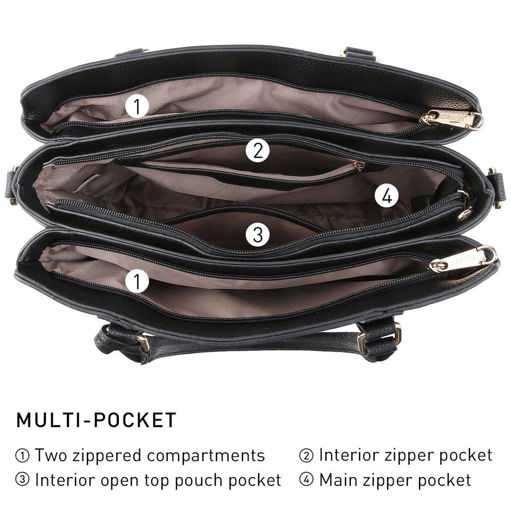 Two-Tone Padlock Satchel with Matching Wristlet - Dasein Bags