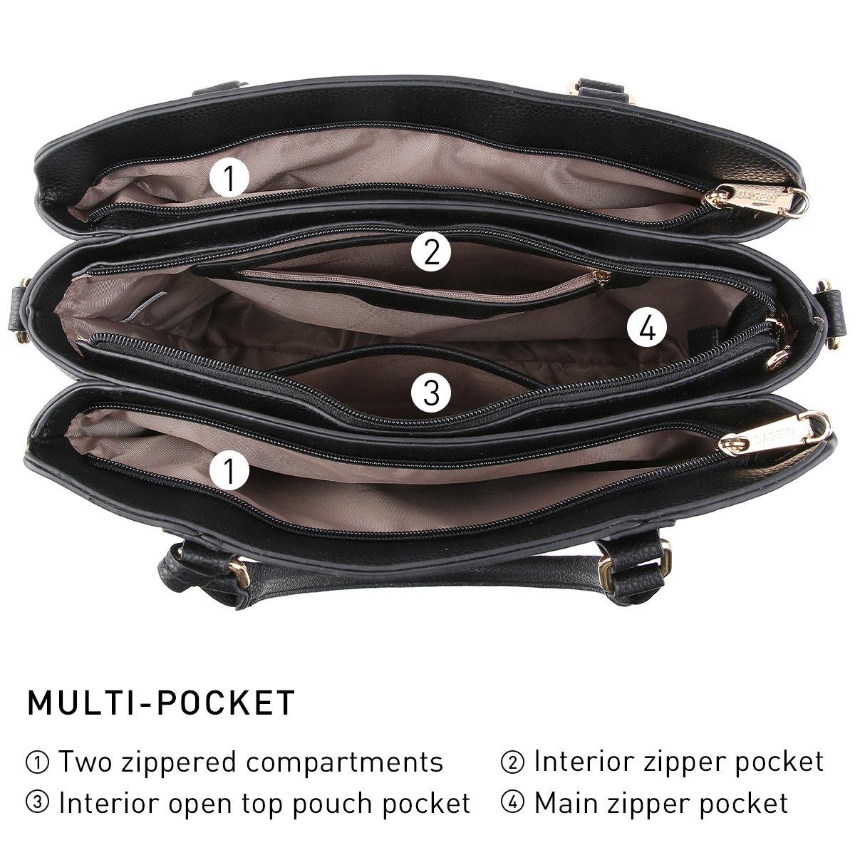 Two-Tone Padlock Satchel with Matching Wristlet - Dasein Bags