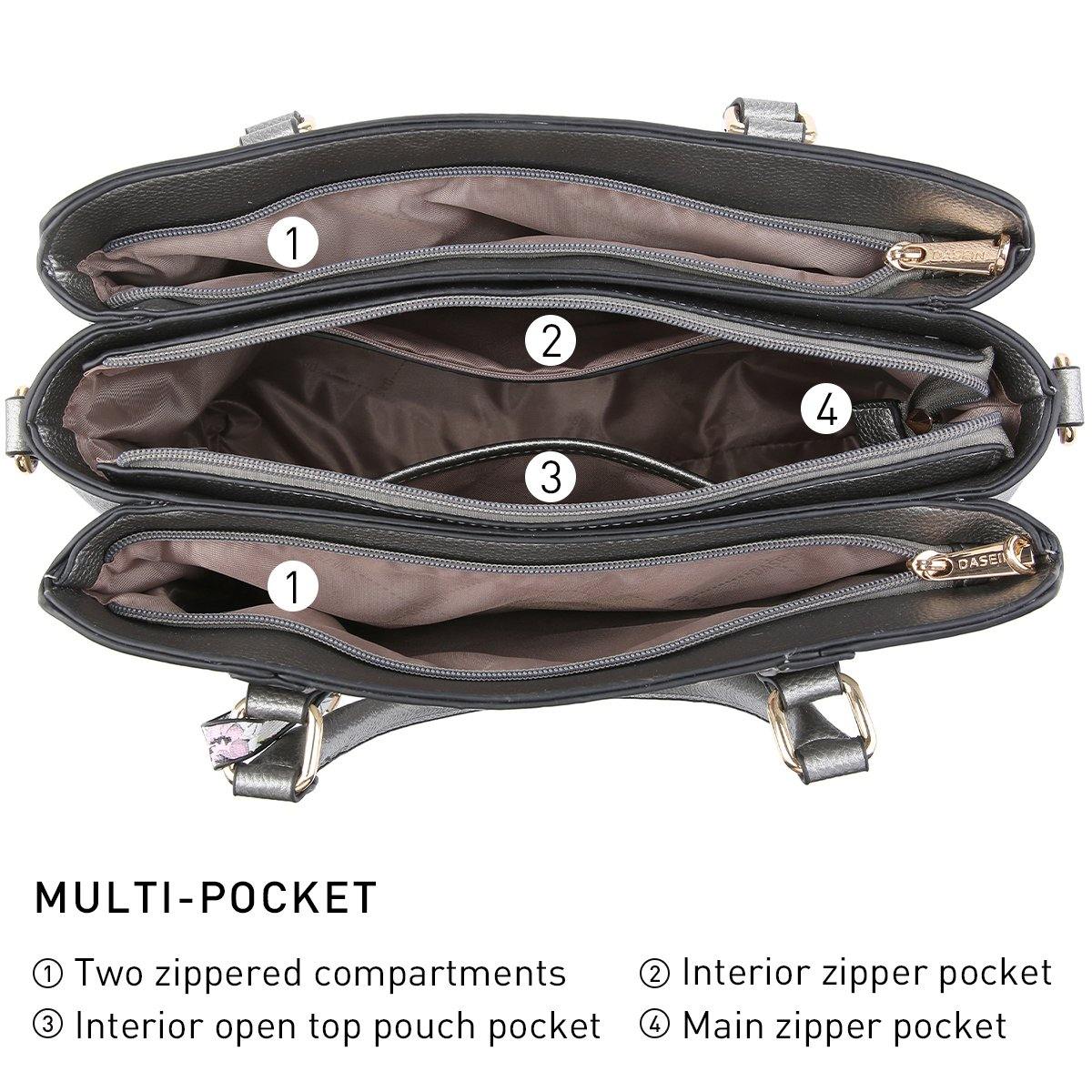 Two-Tone Padlock Satchel with Matching Wristlet - Dasein Bags