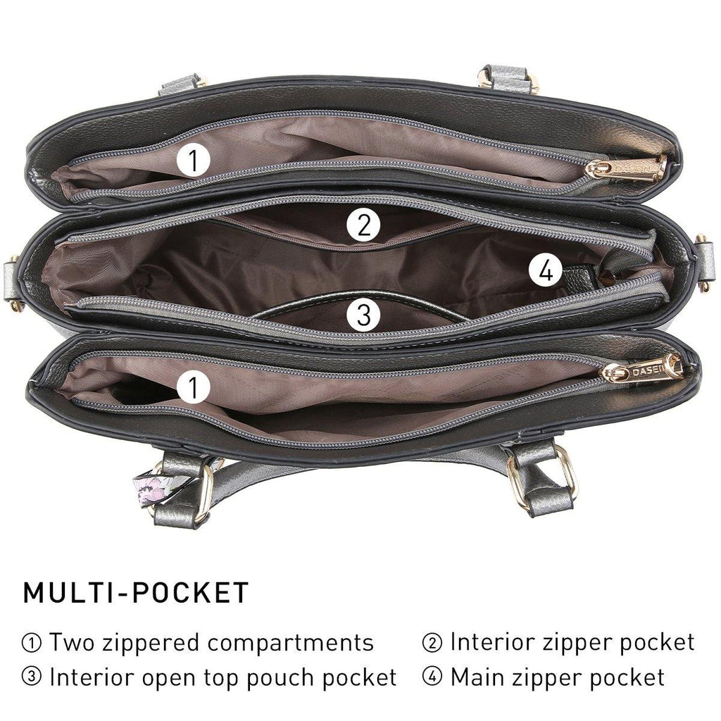 Two-Tone Padlock Satchel with Matching Wristlet - Dasein Bags