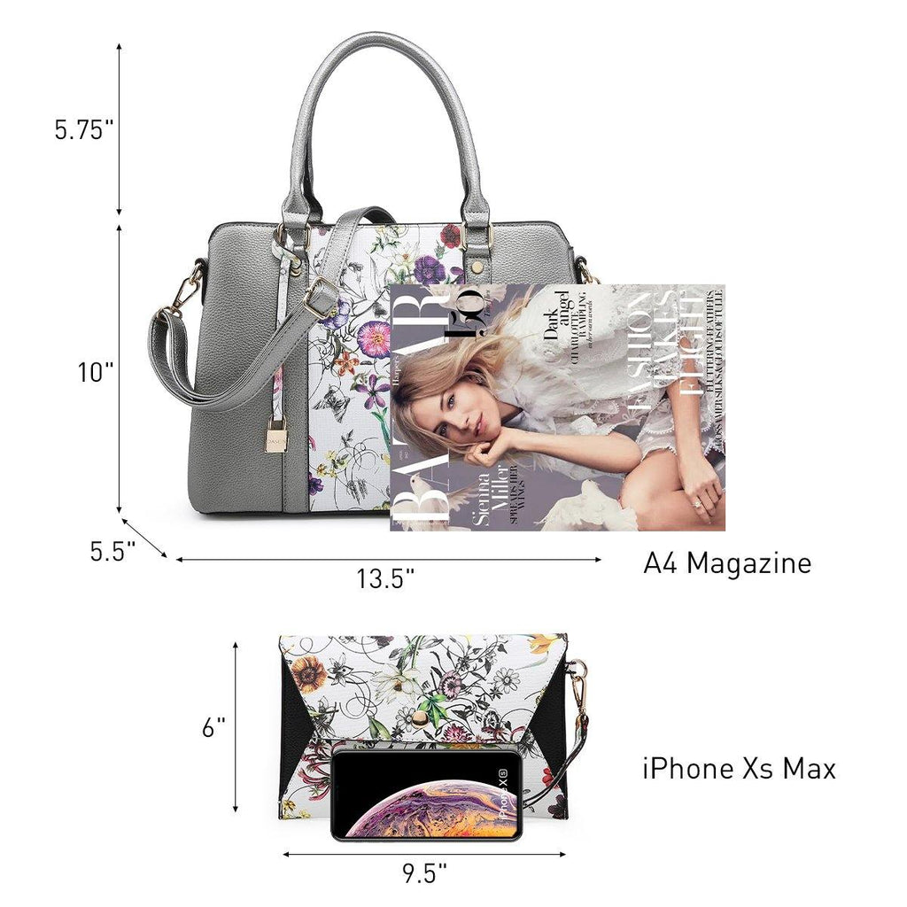 Two-Tone Padlock Satchel with Matching Wristlet - Dasein Bags