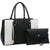 Padlock Two-Tone Satchel with Matching Wristlet-Handbags & Purses-Dasein Bags