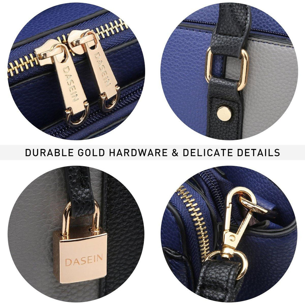 Padlock Two-Tone Satchel with Matching Wristlet - Dasein Bags